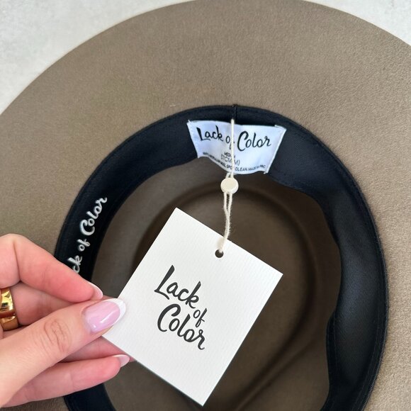 NWT Lack Of Color Moss Zulu Wool Felt Fedora Hat In Moss Brown Wide Brim - Picture 3 of 11